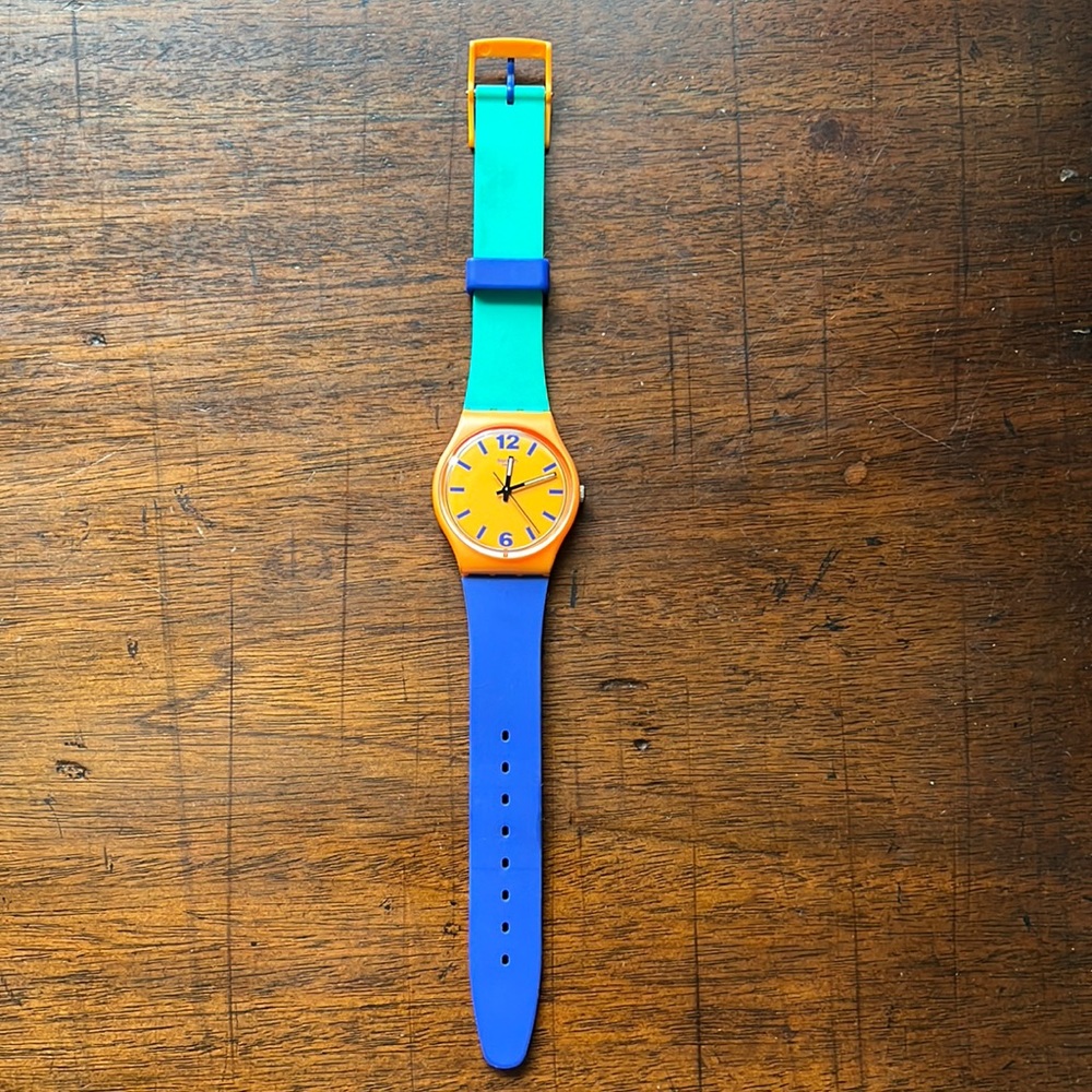 Swatch color blocked watch